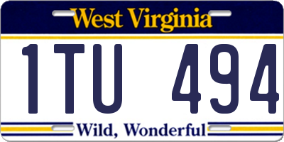 WV license plate 1TU494