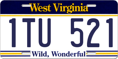 WV license plate 1TU521