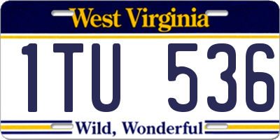 WV license plate 1TU536