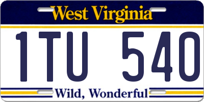 WV license plate 1TU540
