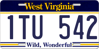 WV license plate 1TU542