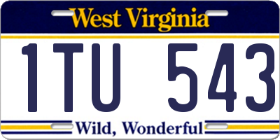WV license plate 1TU543