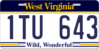 WV license plate 1TU643
