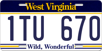 WV license plate 1TU670