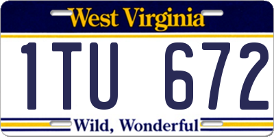 WV license plate 1TU672