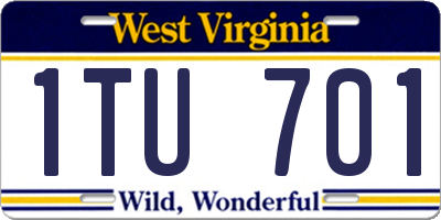 WV license plate 1TU701