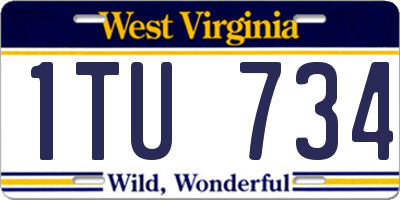 WV license plate 1TU734