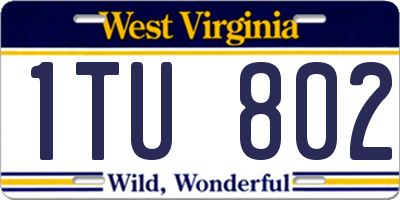 WV license plate 1TU802