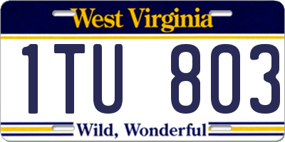 WV license plate 1TU803