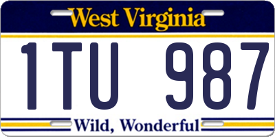 WV license plate 1TU987