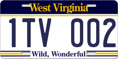 WV license plate 1TV002
