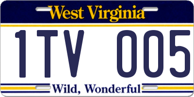 WV license plate 1TV005