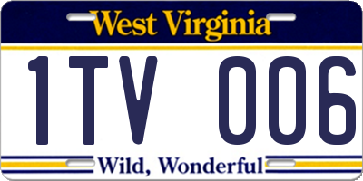 WV license plate 1TV006
