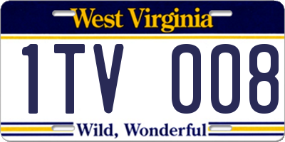 WV license plate 1TV008
