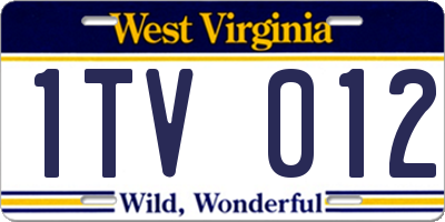 WV license plate 1TV012