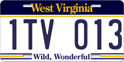 WV license plate 1TV013