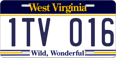 WV license plate 1TV016