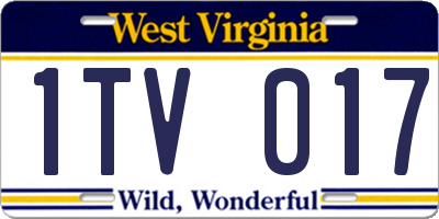 WV license plate 1TV017