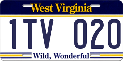 WV license plate 1TV020