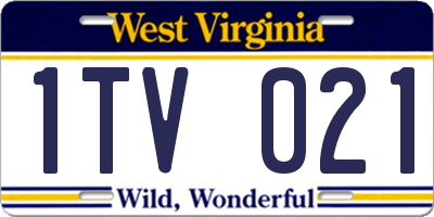 WV license plate 1TV021