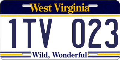 WV license plate 1TV023