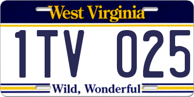 WV license plate 1TV025
