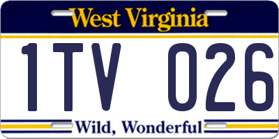 WV license plate 1TV026