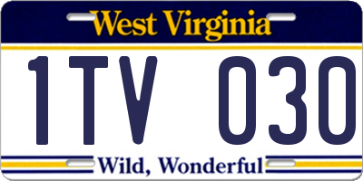 WV license plate 1TV030