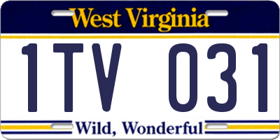 WV license plate 1TV031
