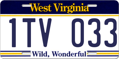 WV license plate 1TV033