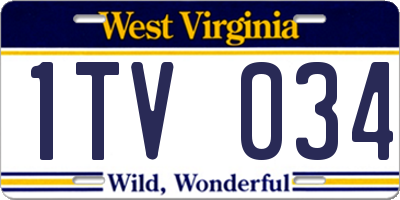 WV license plate 1TV034