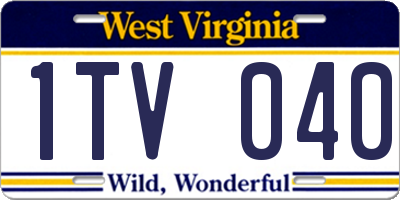 WV license plate 1TV040