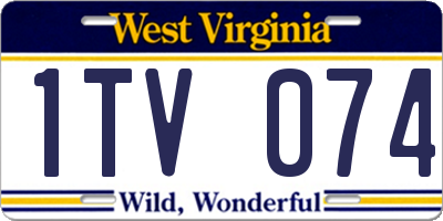 WV license plate 1TV074