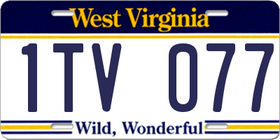 WV license plate 1TV077