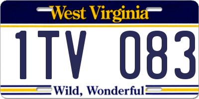 WV license plate 1TV083