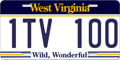 WV license plate 1TV100
