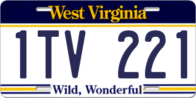 WV license plate 1TV221