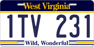 WV license plate 1TV231