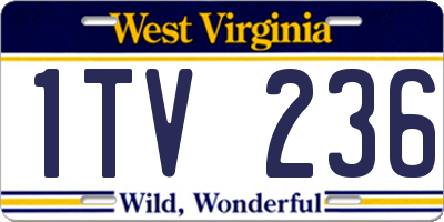 WV license plate 1TV236