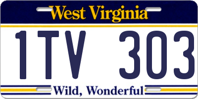 WV license plate 1TV303