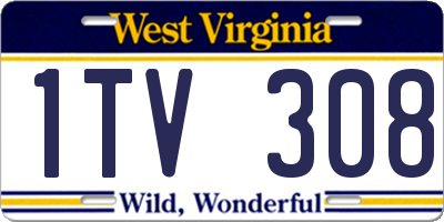 WV license plate 1TV308