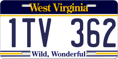 WV license plate 1TV362