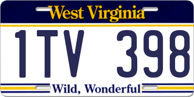 WV license plate 1TV398