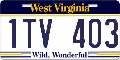 WV license plate 1TV403