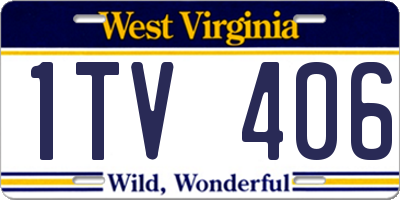 WV license plate 1TV406