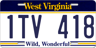 WV license plate 1TV418