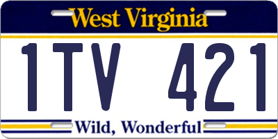 WV license plate 1TV421