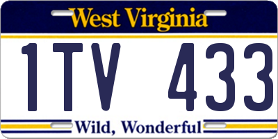 WV license plate 1TV433