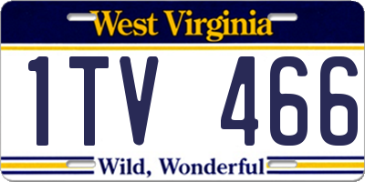 WV license plate 1TV466