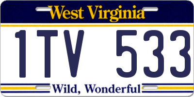 WV license plate 1TV533